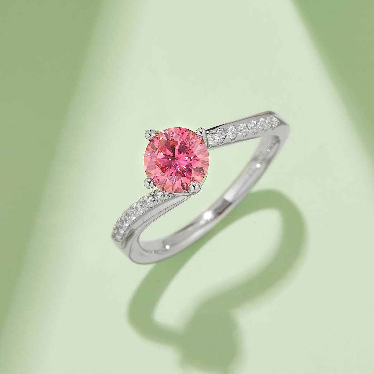 Joyful Embrace S925 Silver Plated Platinum Moissanite Women's Ring 1 Carat D-Class